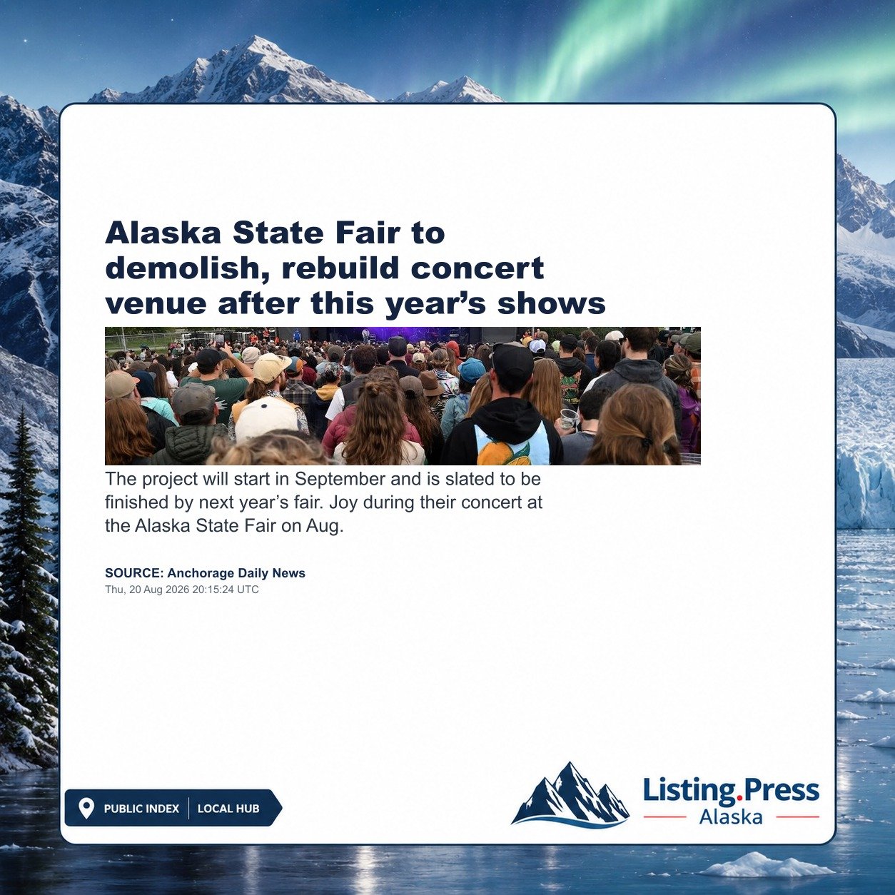 Alaska State Fair to demolish, rebuild concert venue after this year’s shows