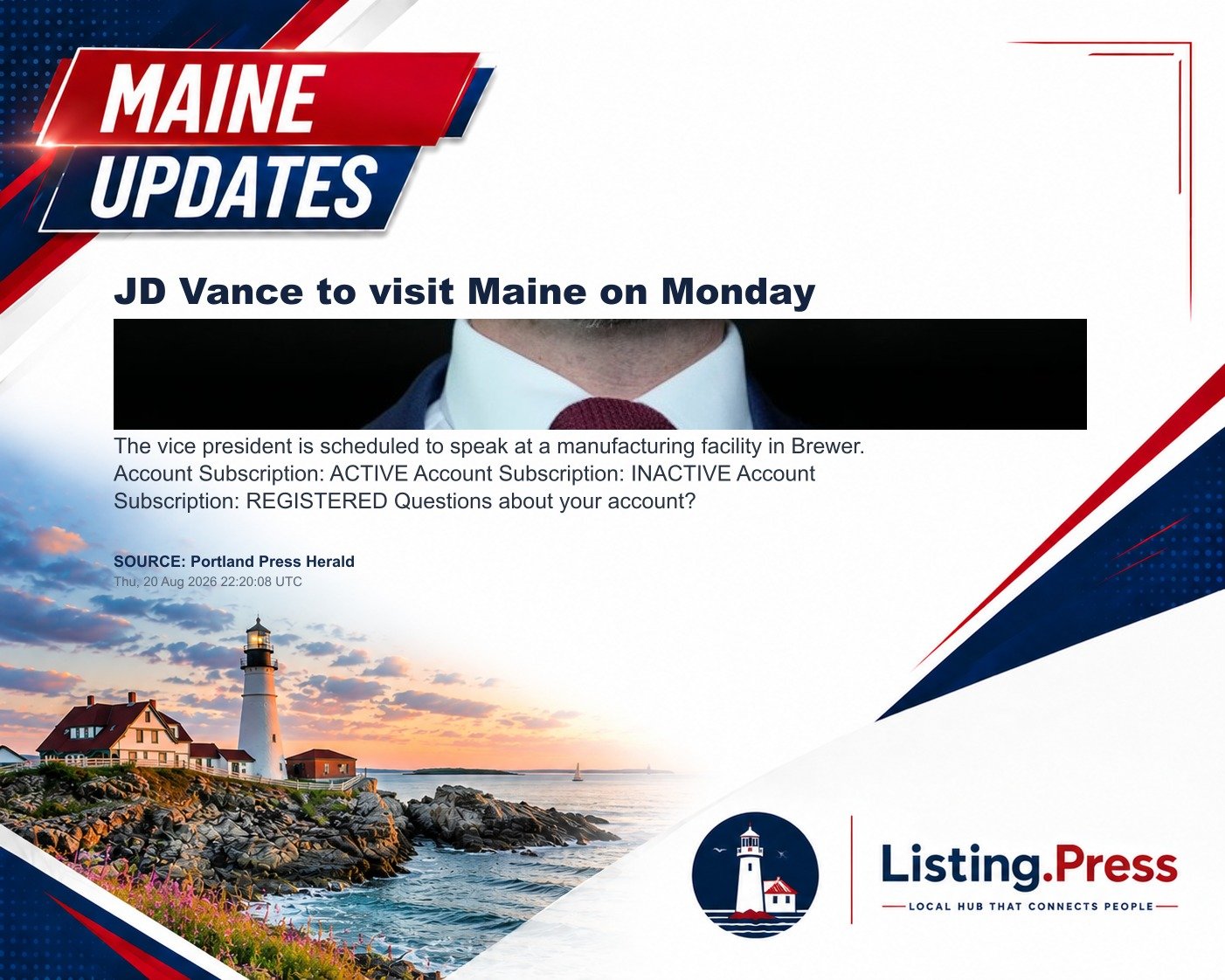 JD Vance to visit Maine on Monday
