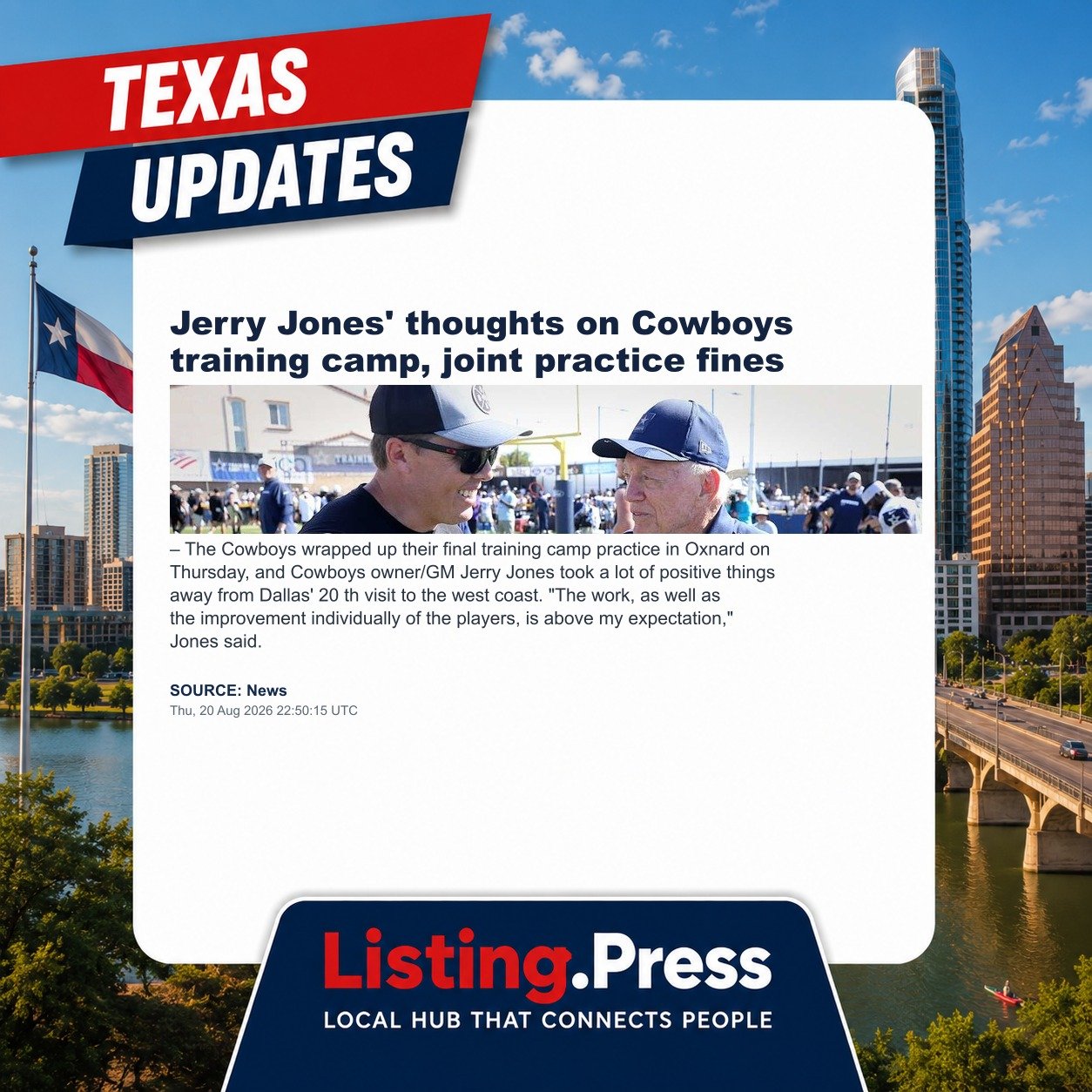 Jerry Jones' thoughts on Cowboys training camp, joint practice fines