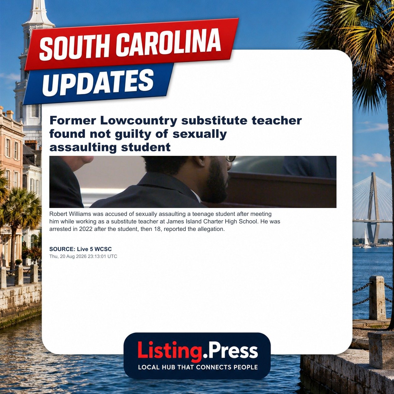 Former Lowcountry substitute teacher found not guilty of sexually assaulting student