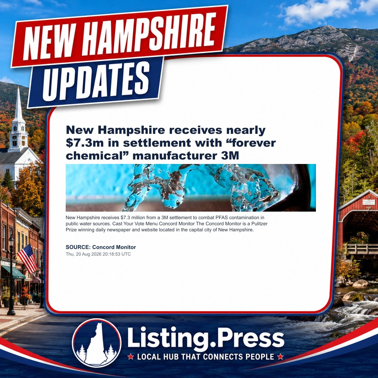 New Hampshire receives nearly $7.3m in settlement with “forever chemical” manufacturer 3M
