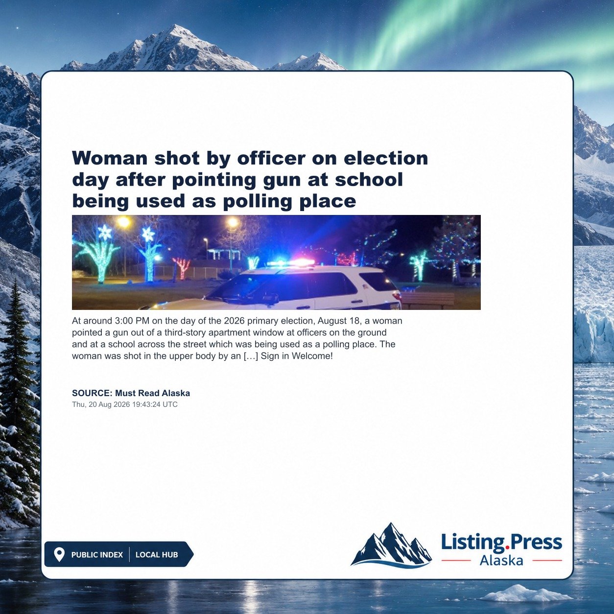 Woman shot by officer on election day after pointing gun at school being used as polling place