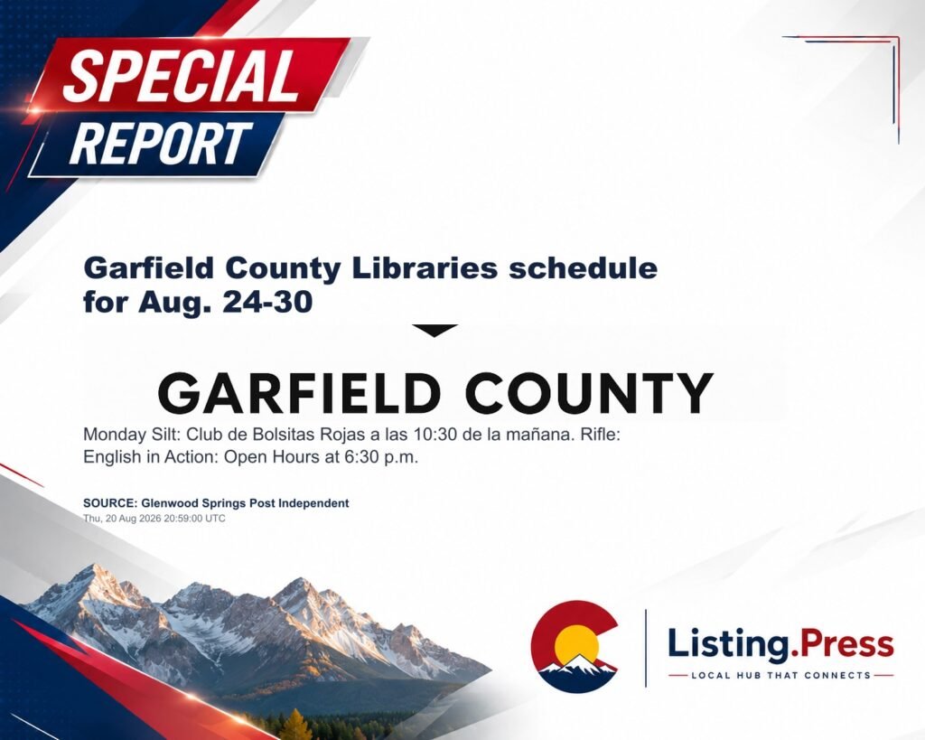 Garfield County Libraries schedule for Aug. 24-30