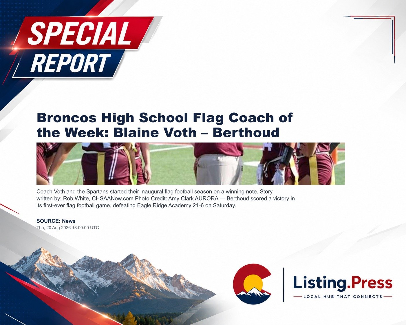 Broncos High School Flag Coach of the Week: Blaine Voth – Berthoud