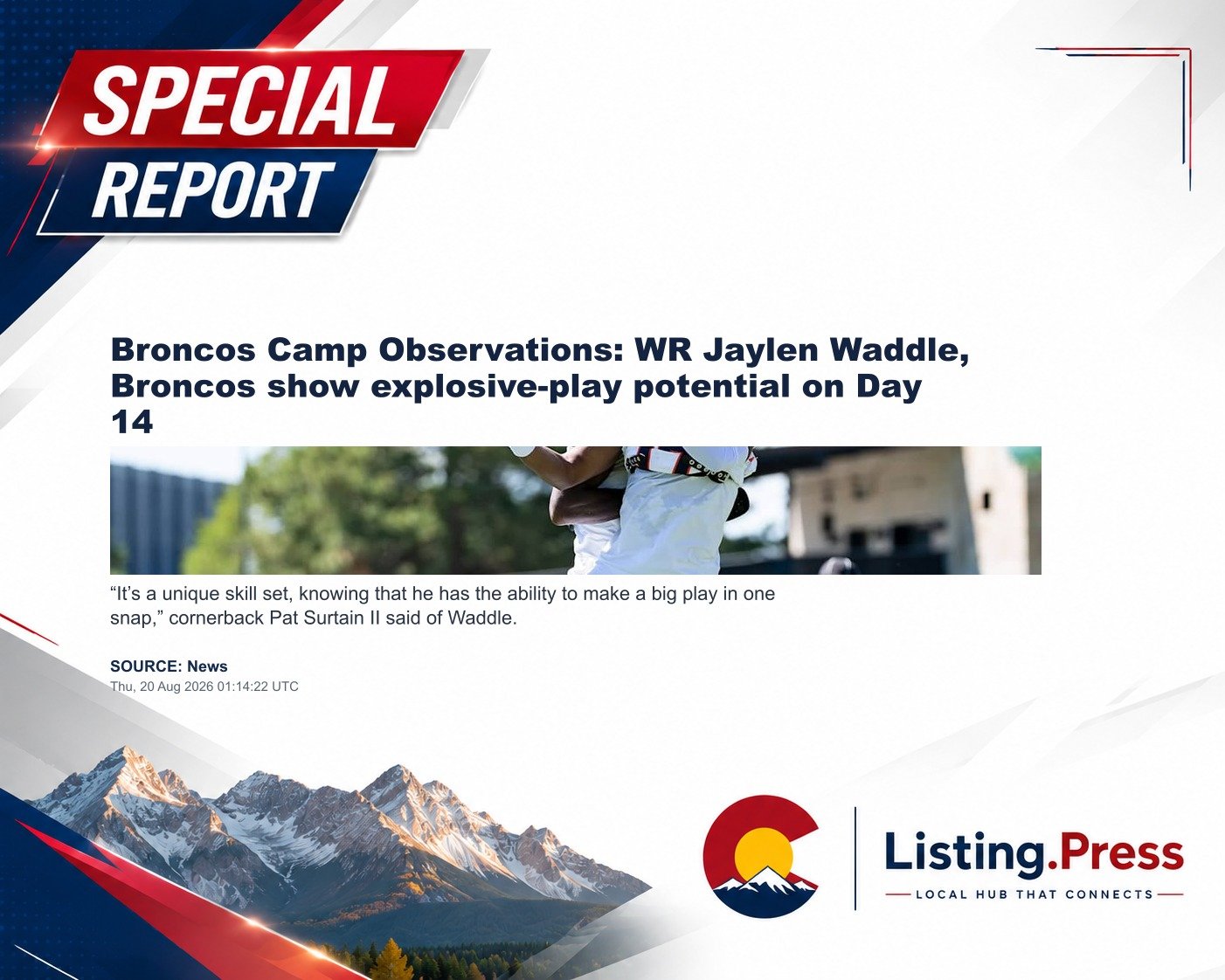 Broncos Camp Observations: WR Jaylen Waddle, Broncos show explosive-play potential on Day 14