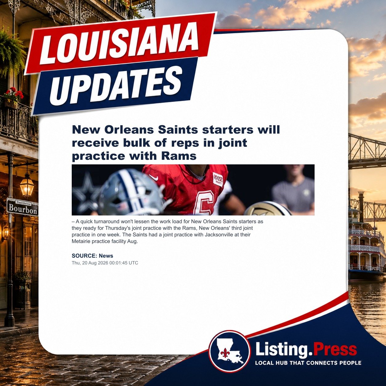 New Orleans Saints starters will receive bulk of reps in joint practice with Rams
