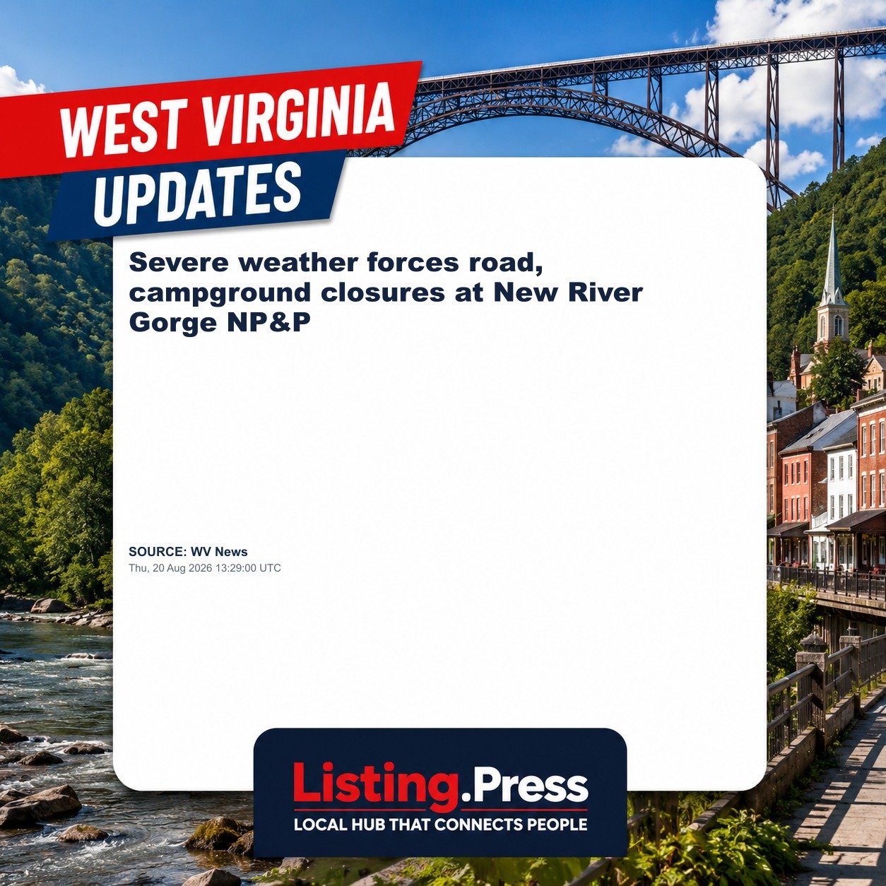 Severe weather forces road, campground closures at New River Gorge NP&P