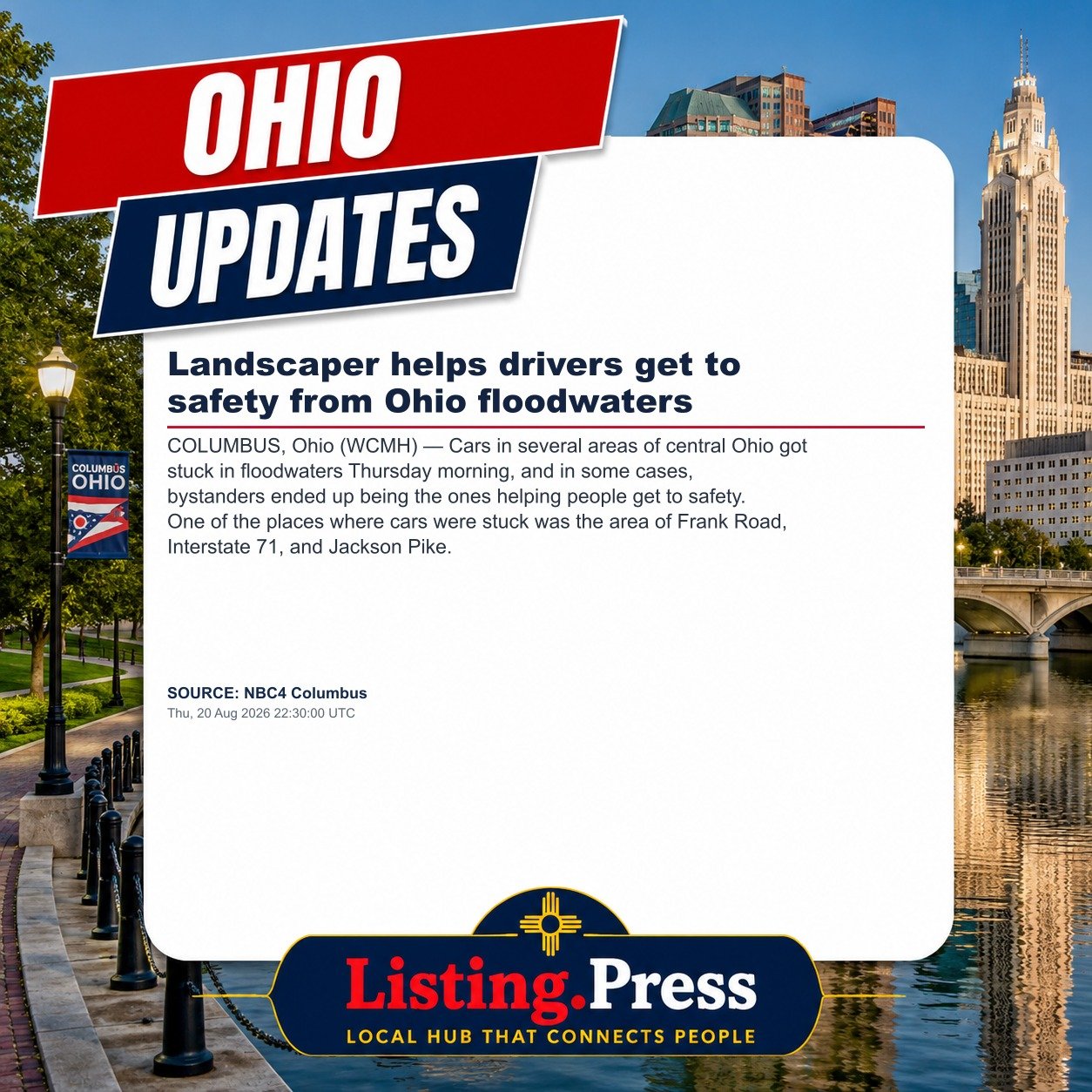 Landscaper helps drivers get to safety from Ohio floodwaters