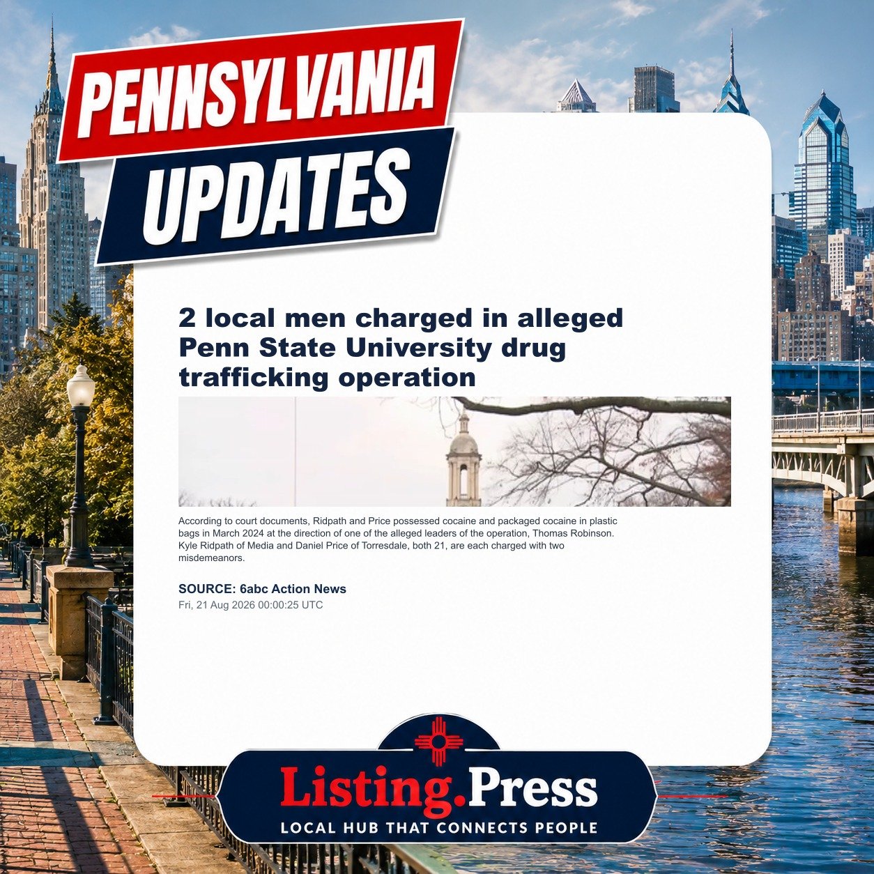 2 local men charged in alleged Penn State University drug trafficking operation