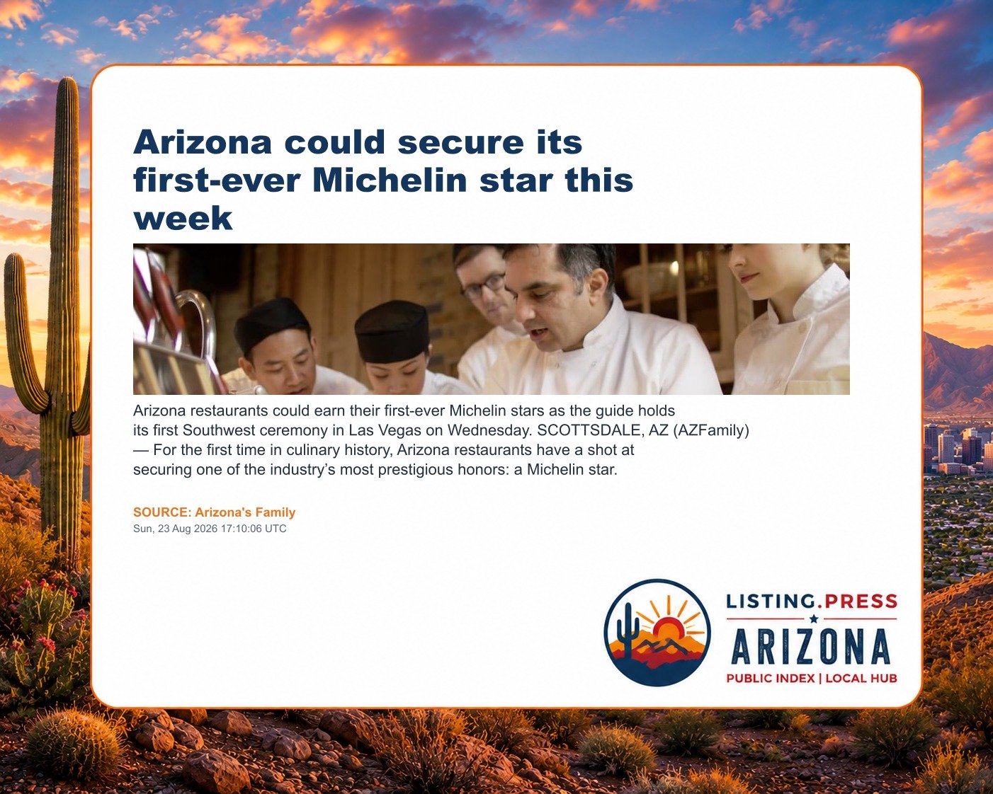 Arizona could secure its first-ever Michelin star this week