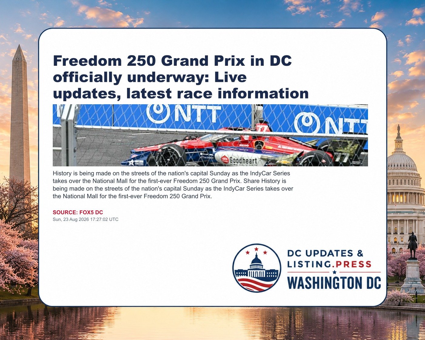 Freedom 250 Grand Prix in DC officially underway: Live updates, latest race information