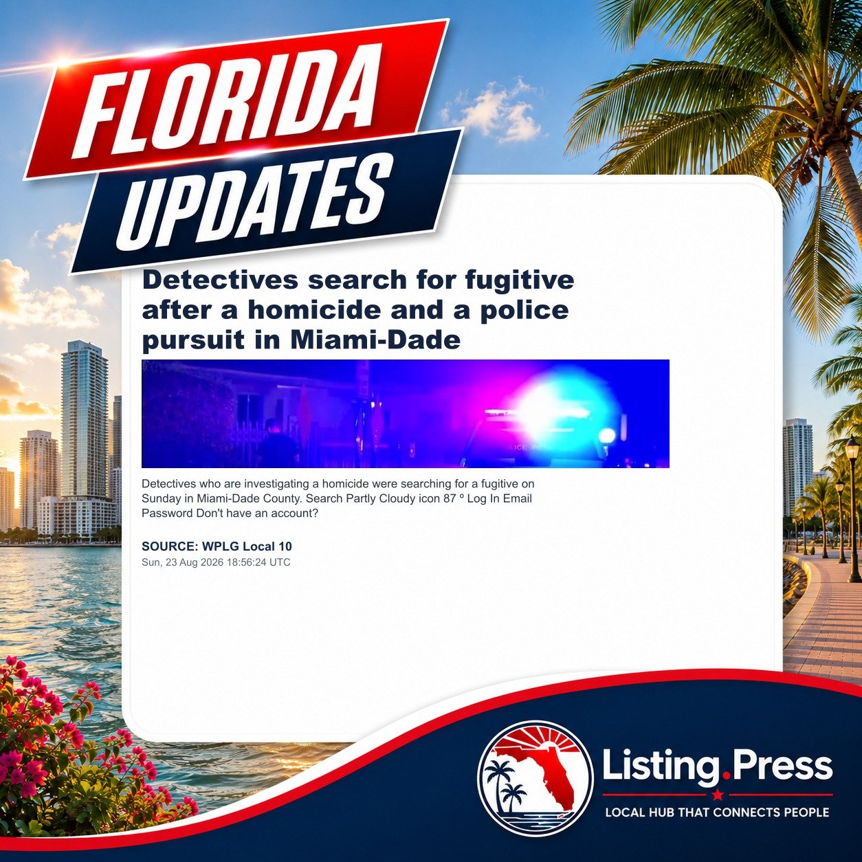 Detectives search for fugitive after a homicide and a police pursuit in Miami-Dade