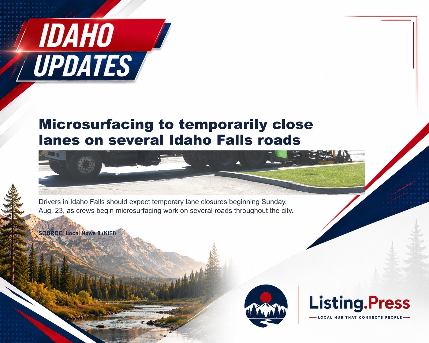 Microsurfacing to temporarily close lanes on several Idaho Falls roads