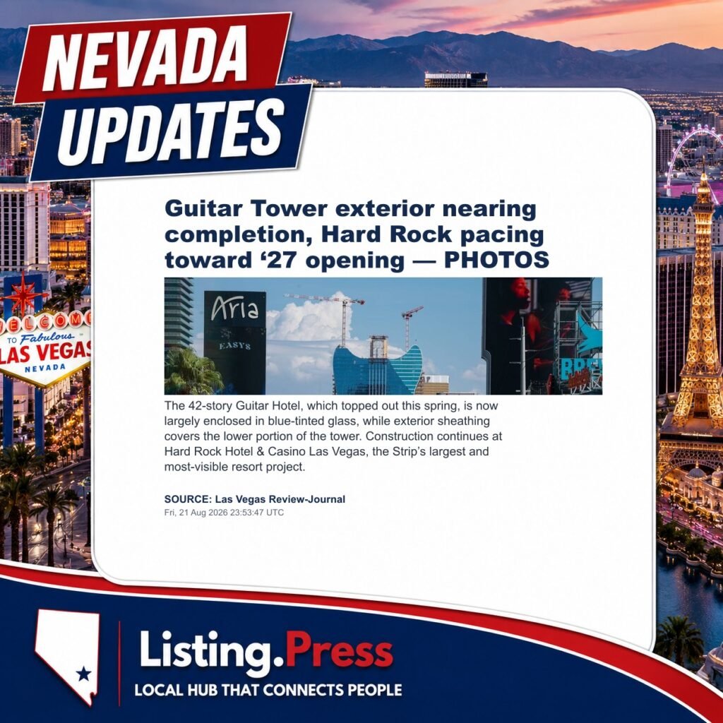 Guitar Tower exterior nearing completion, Hard Rock pacing toward ‘27 opening — PHOTOS