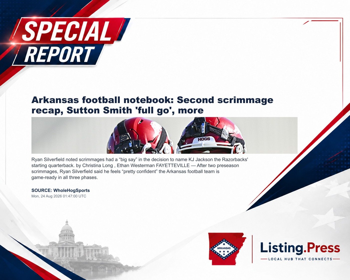 Arkansas football notebook: Second scrimmage recap, Sutton Smith 'full go', more