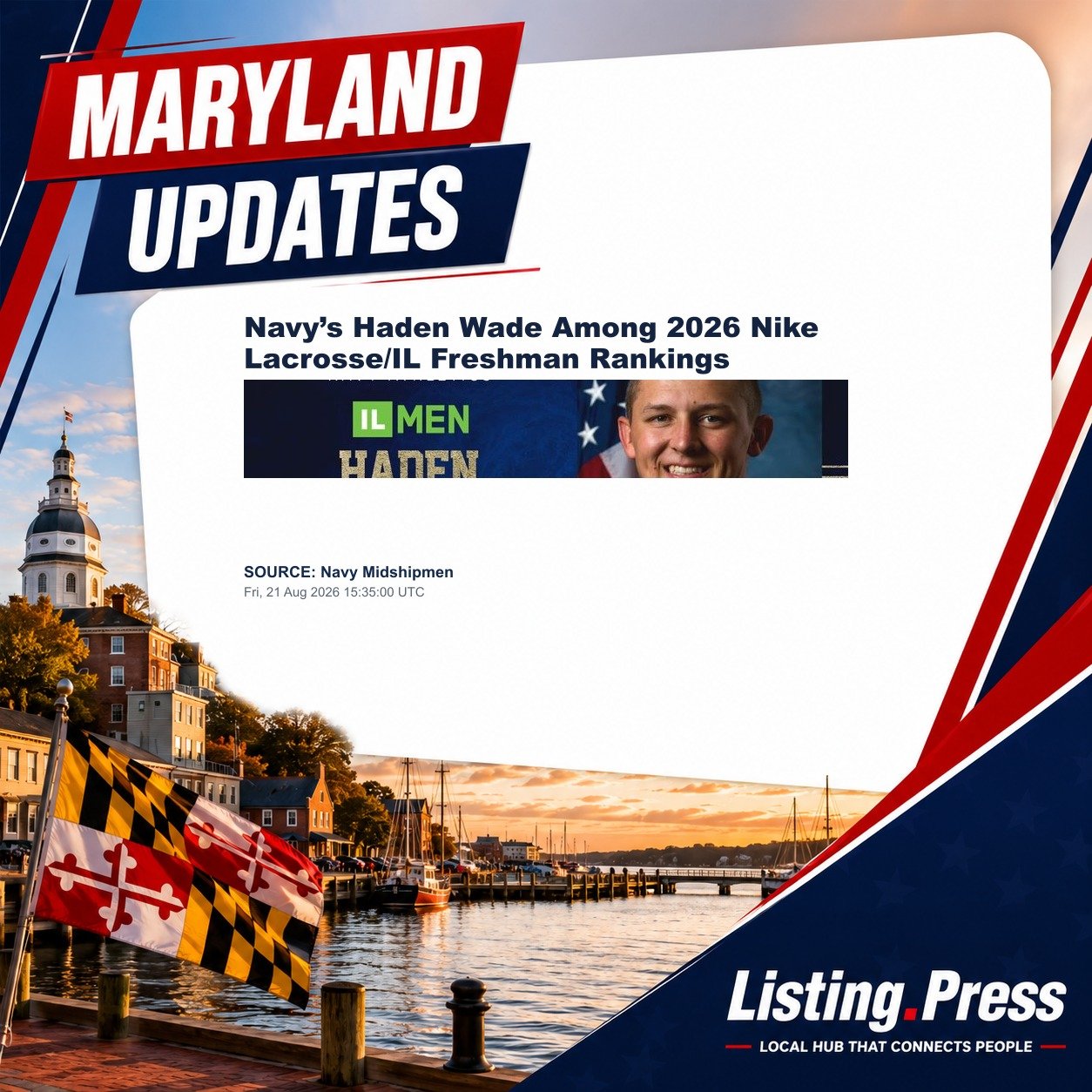 Navy’s Haden Wade Among 2026 Nike Lacrosse/IL Freshman Rankings
