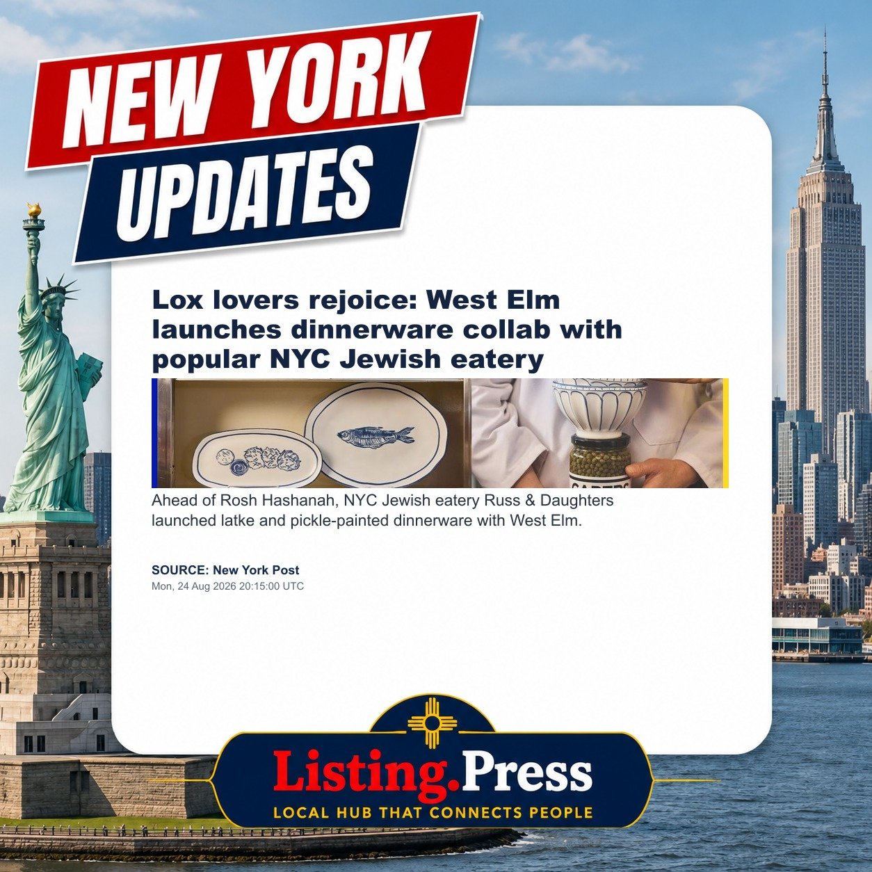 Lox lovers rejoice: West Elm launches dinnerware collab with popular NYC Jewish eatery