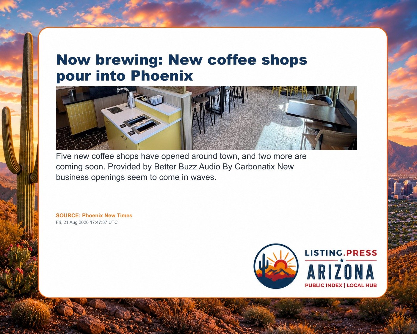 Now brewing: New coffee shops pour into Phoenix