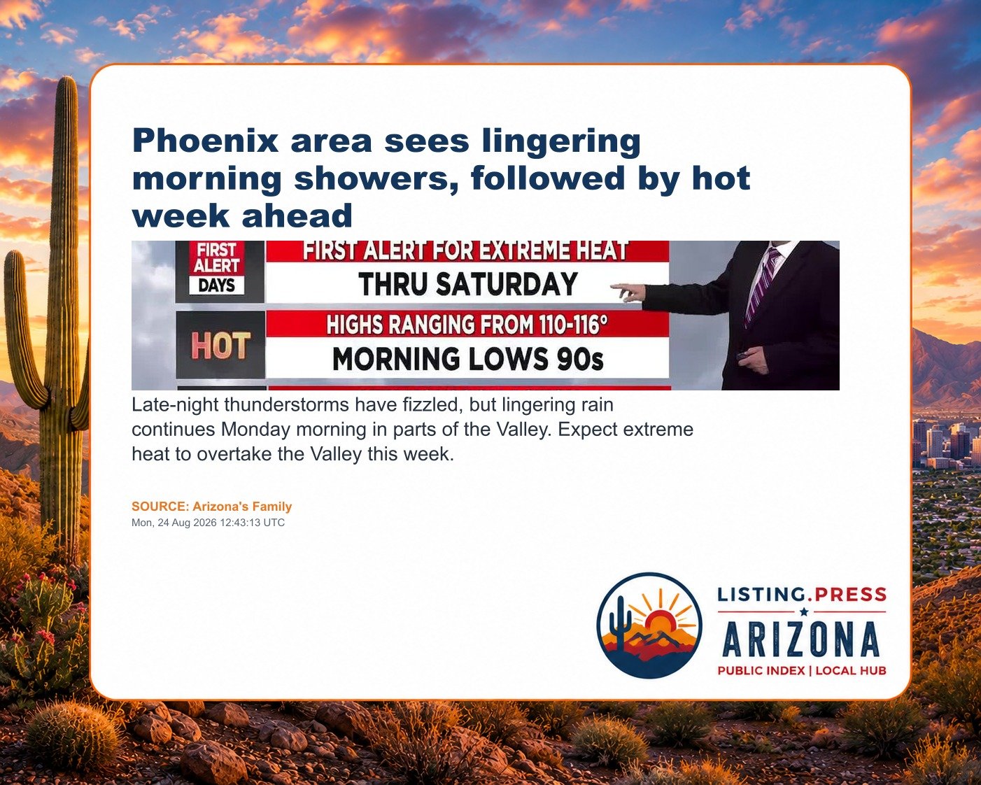 Phoenix area sees lingering morning showers, followed by hot week ahead