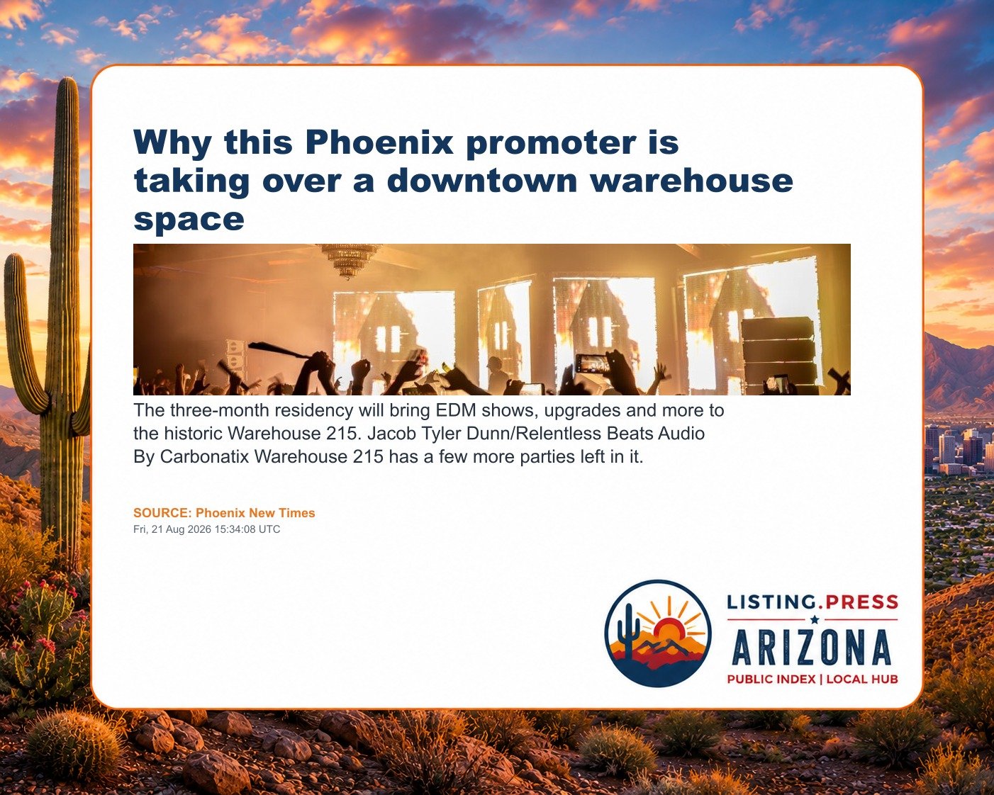 Why this Phoenix promoter is taking over a downtown warehouse space