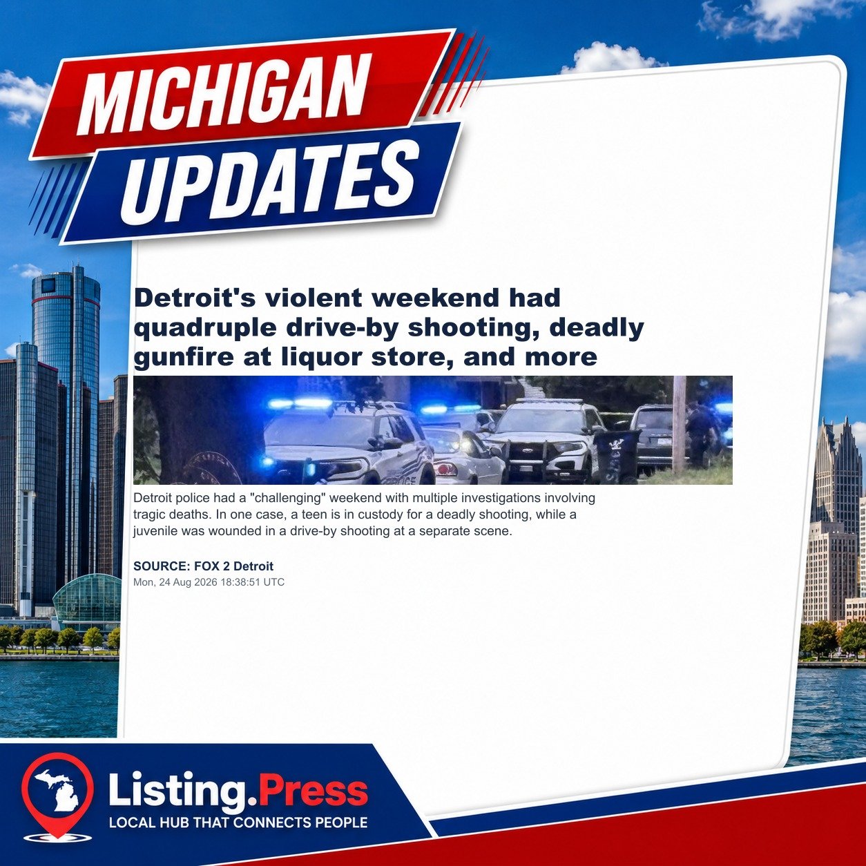 Detroit's violent weekend had quadruple drive-by shooting, deadly gunfire at liquor store, and more