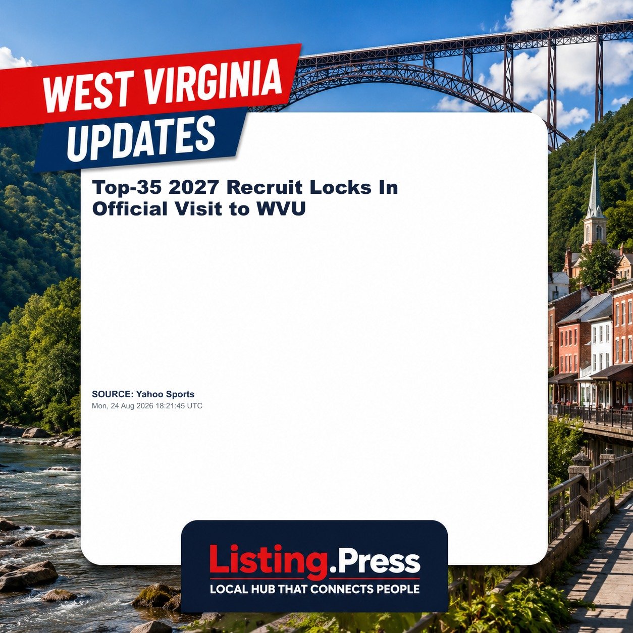 Top-35 2027 Recruit Locks In Official Visit to WVU