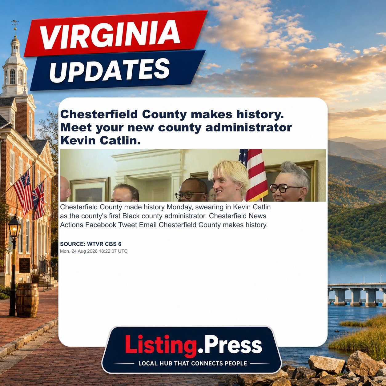 Chesterfield County makes history. Meet your new county administrator Kevin Catlin.