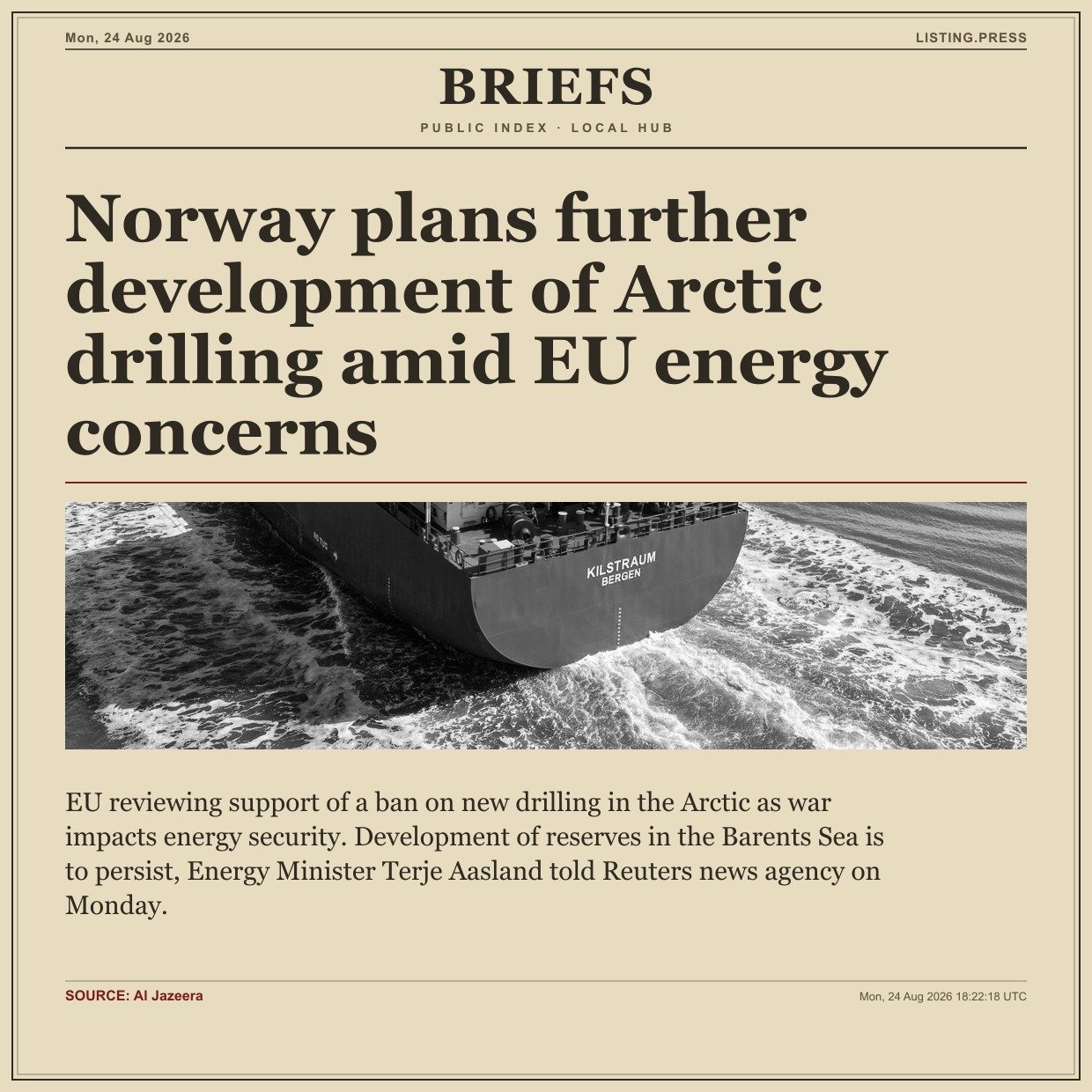 Norway plans further development of Arctic drilling amid EU energy concerns