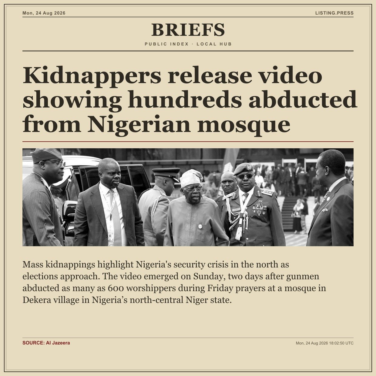 Kidnappers release video showing hundreds abducted from Nigerian mosque