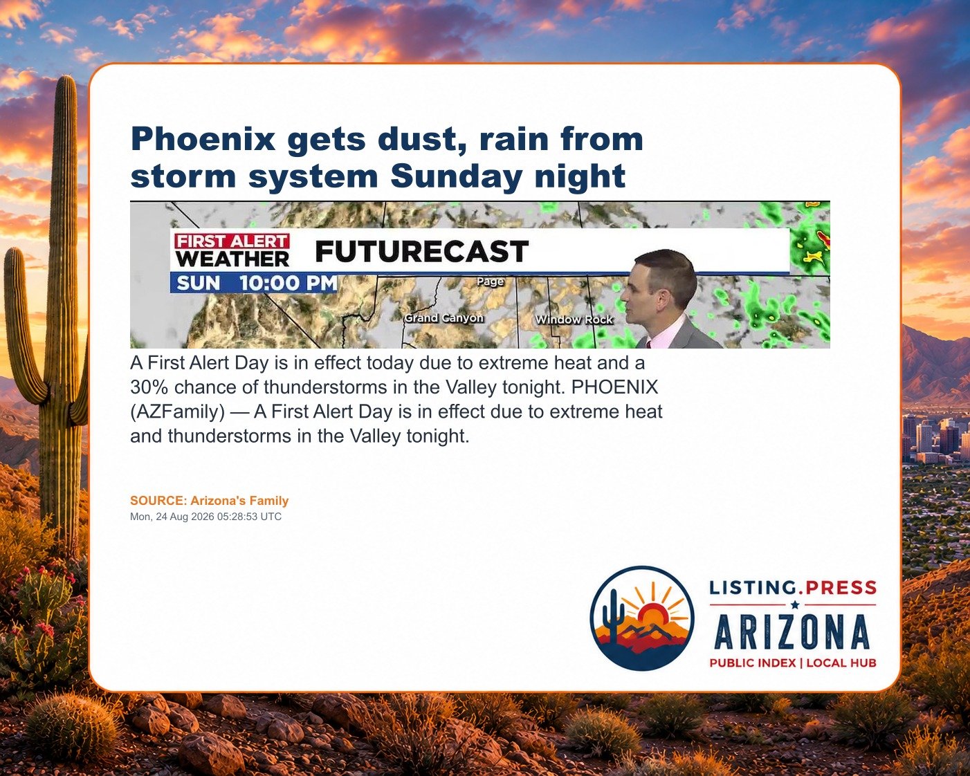 Phoenix gets dust, rain from storm system Sunday night
