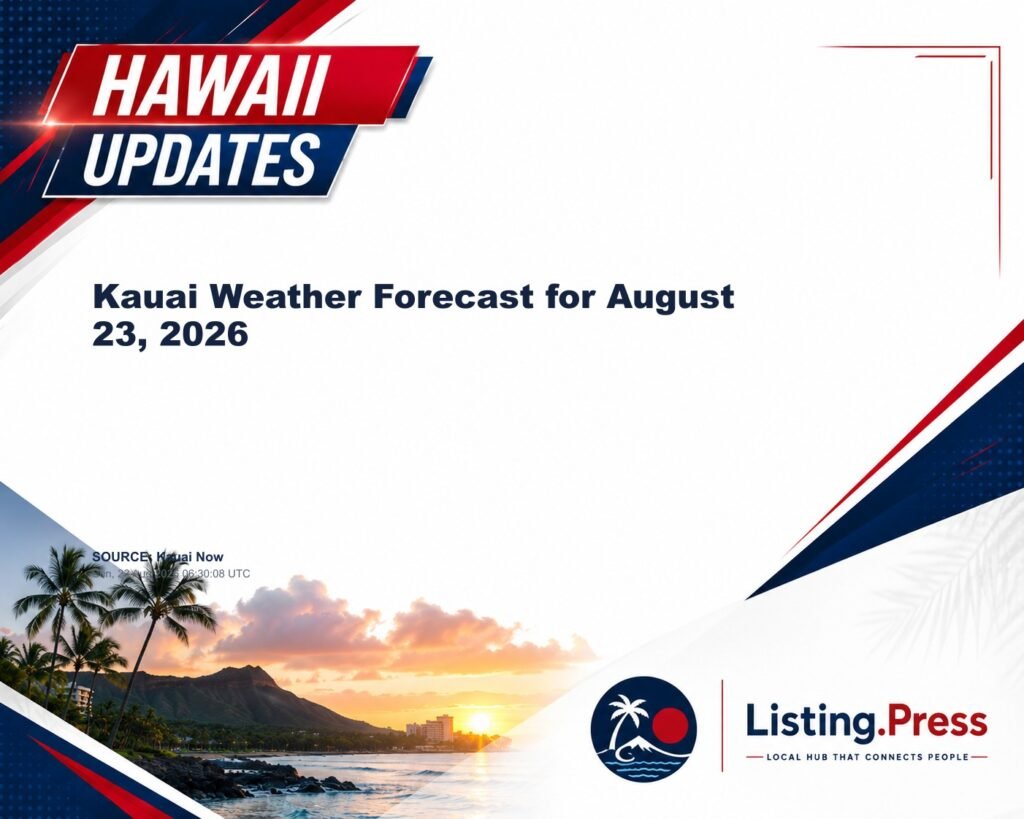 Kauai Weather Forecast for August 23, 2026