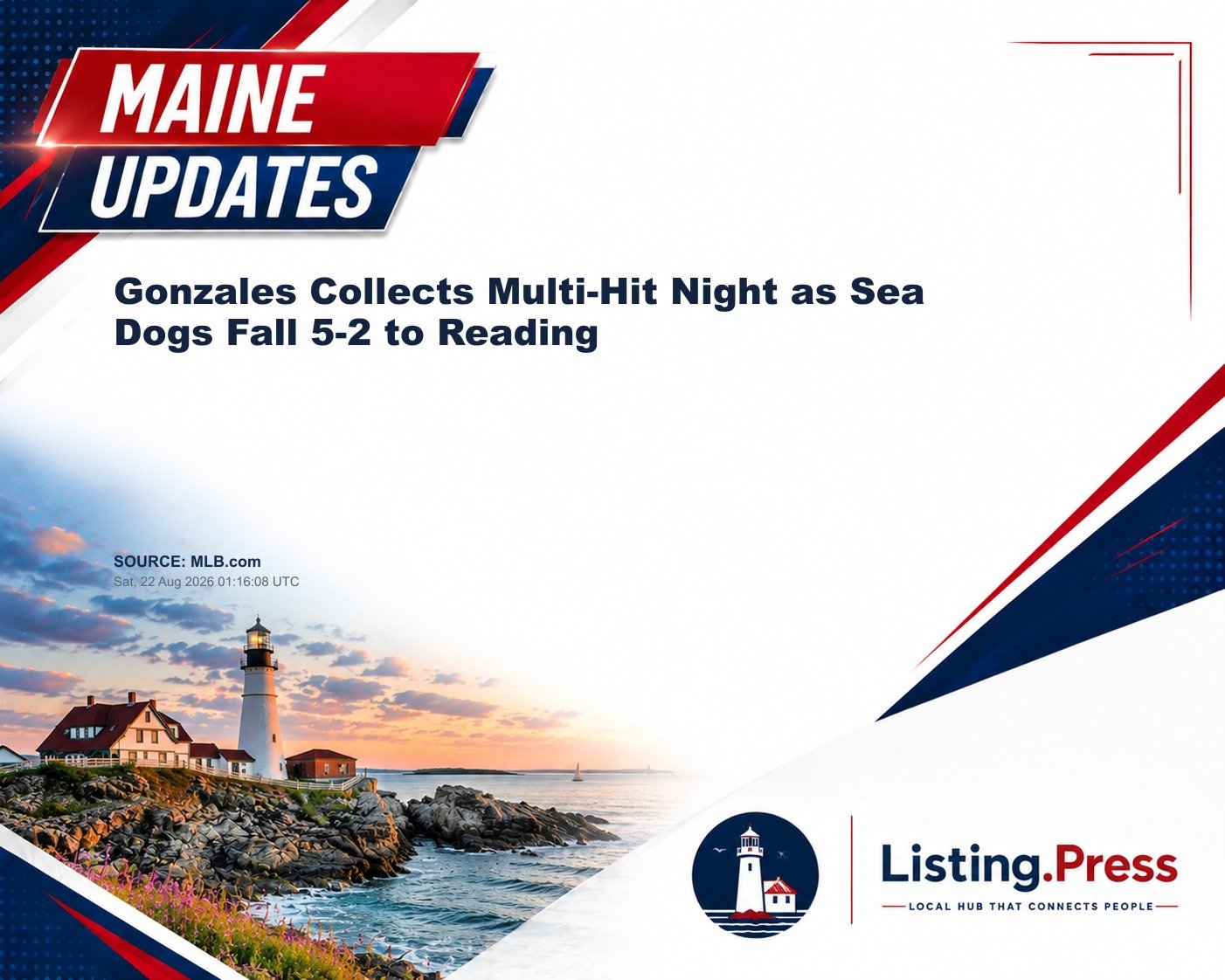 Gonzales Collects Multi-Hit Night as Sea Dogs Fall 5-2 to Reading