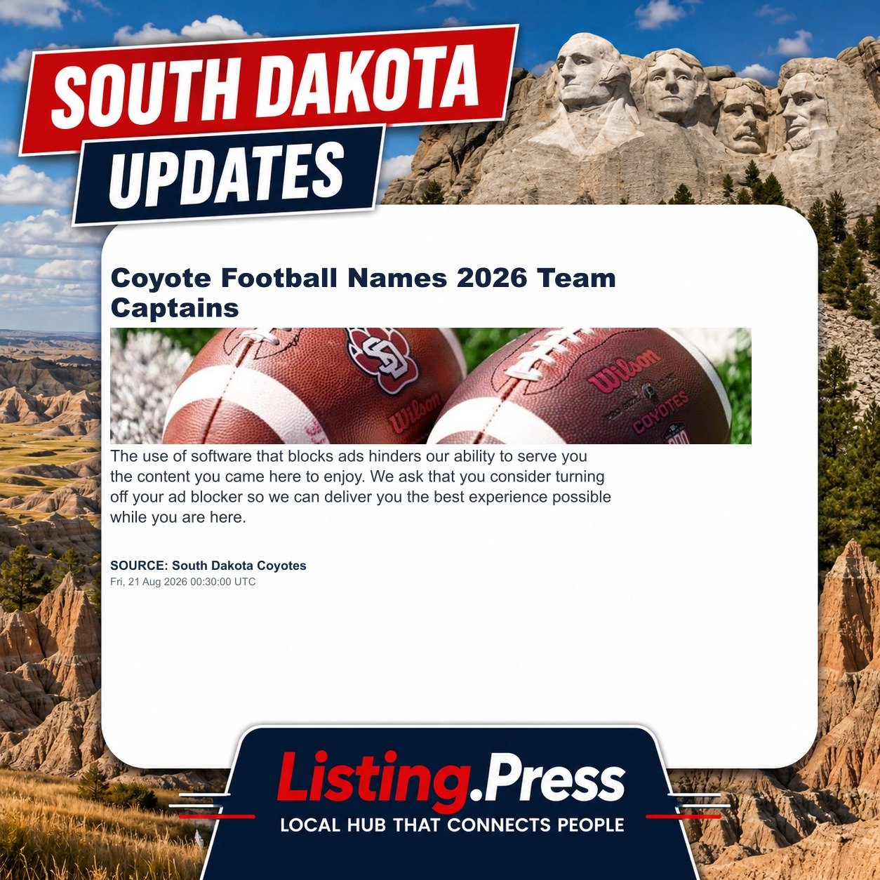 Coyote Football Names 2026 Team Captains