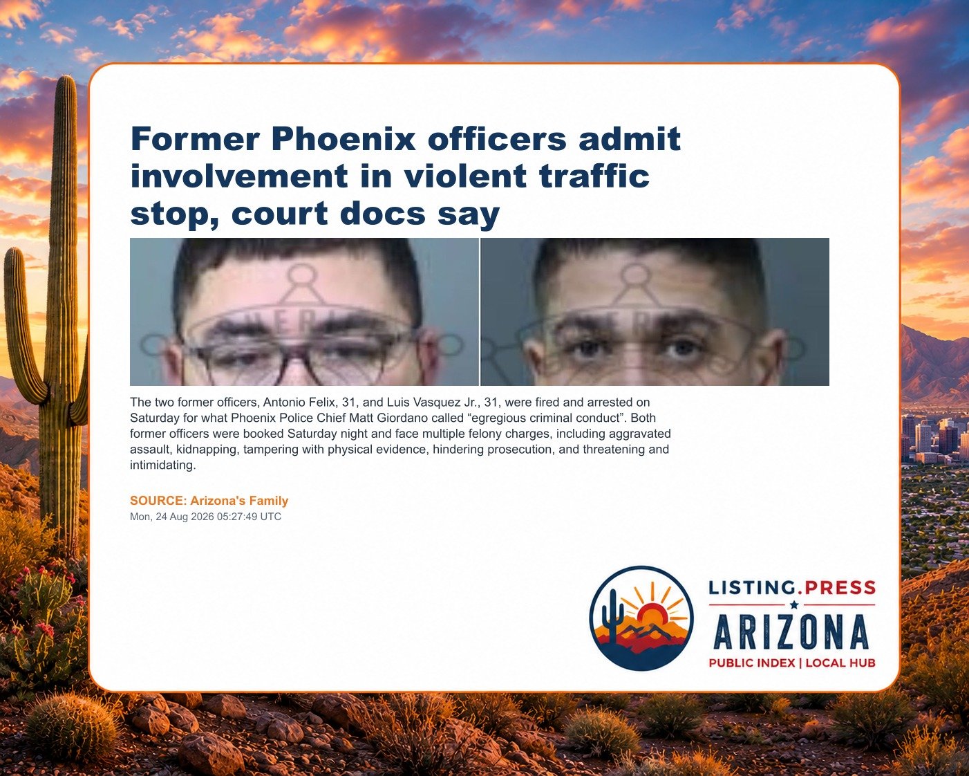 Former Phoenix officers admit involvement in violent traffic stop, court docs say