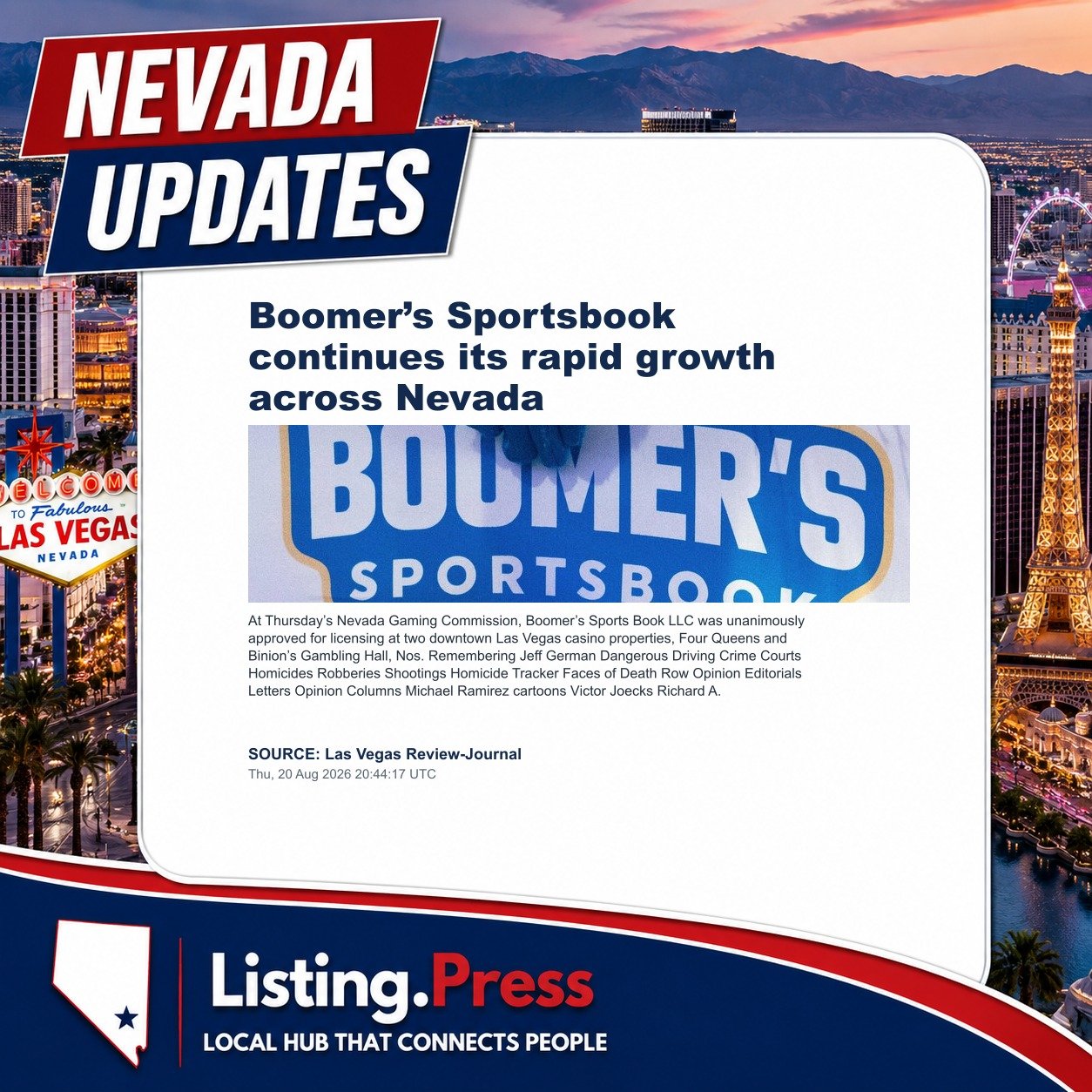 Boomer’s Sportsbook continues its rapid growth across Nevada