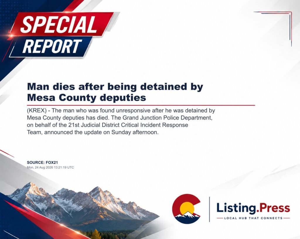 Man dies after being detained by Mesa County deputies