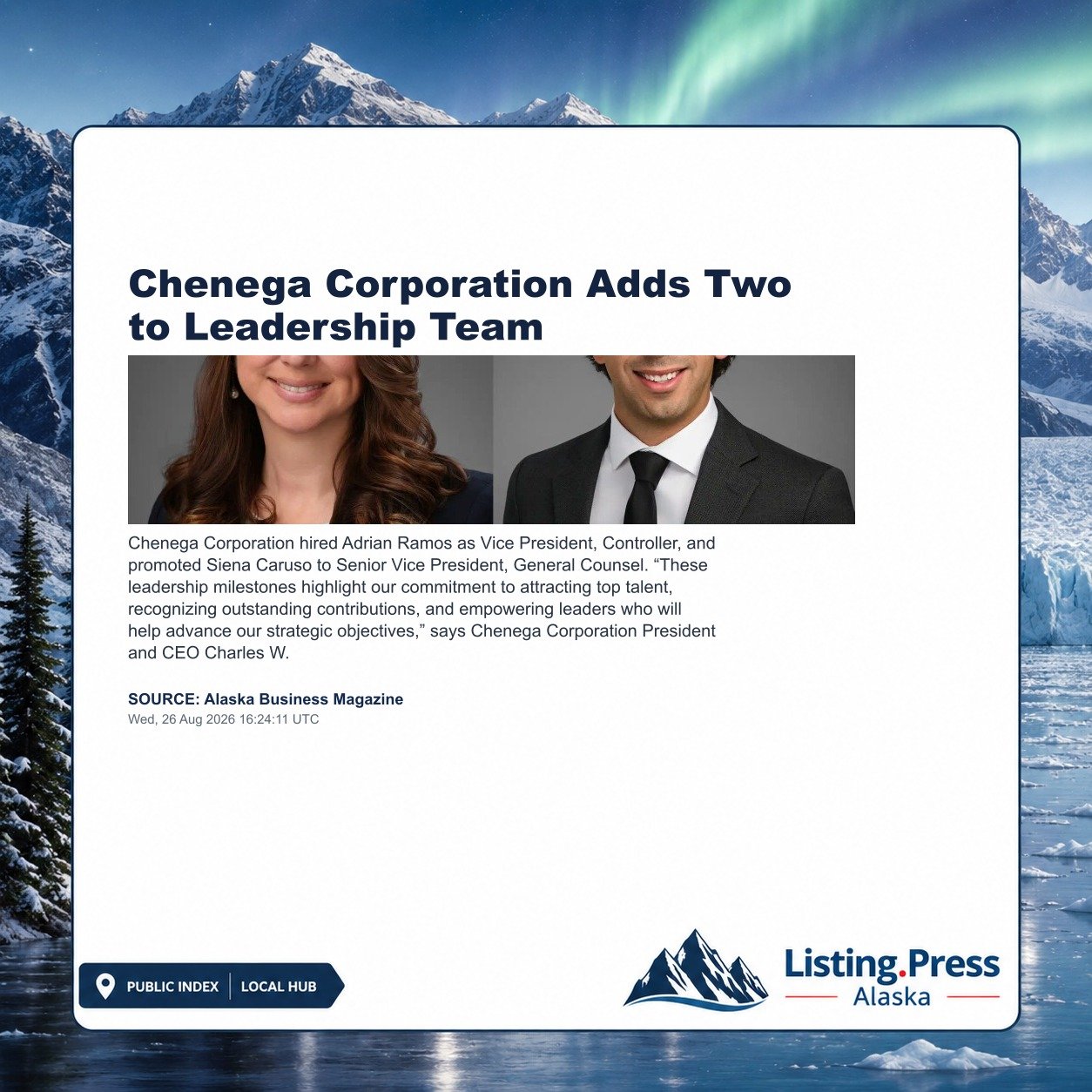 Chenega Corporation Adds Two to Leadership Team
