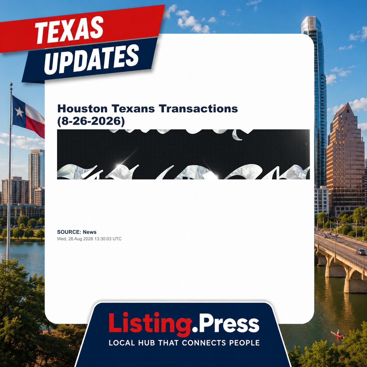 Houston Texans Transactions (8-26-2026)