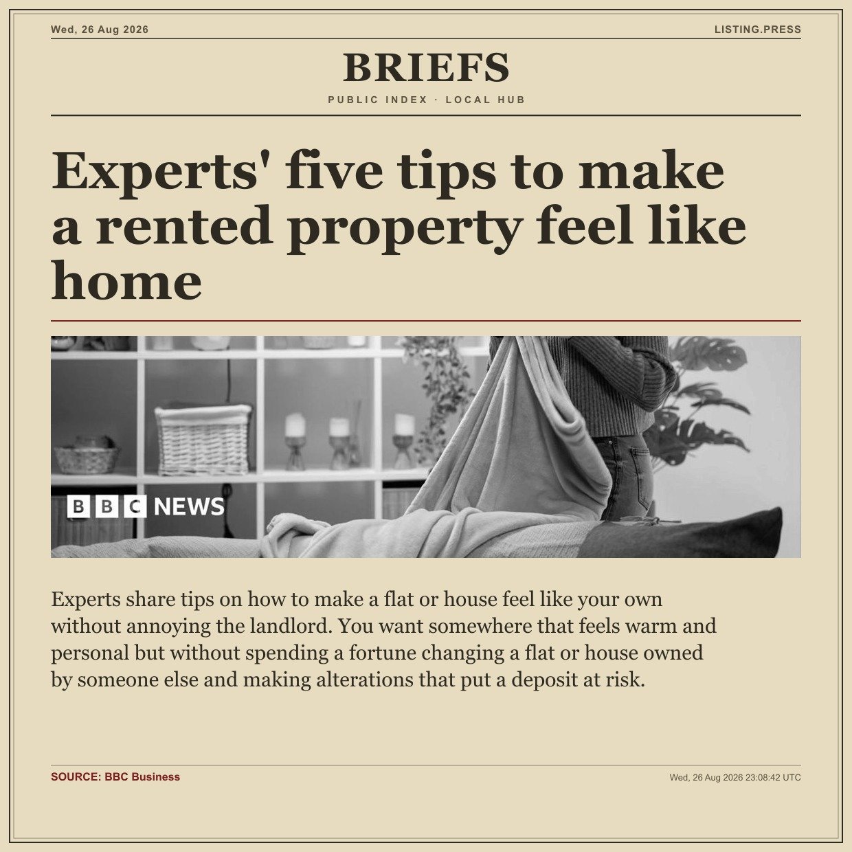 Experts' five tips to make a rented property feel like home