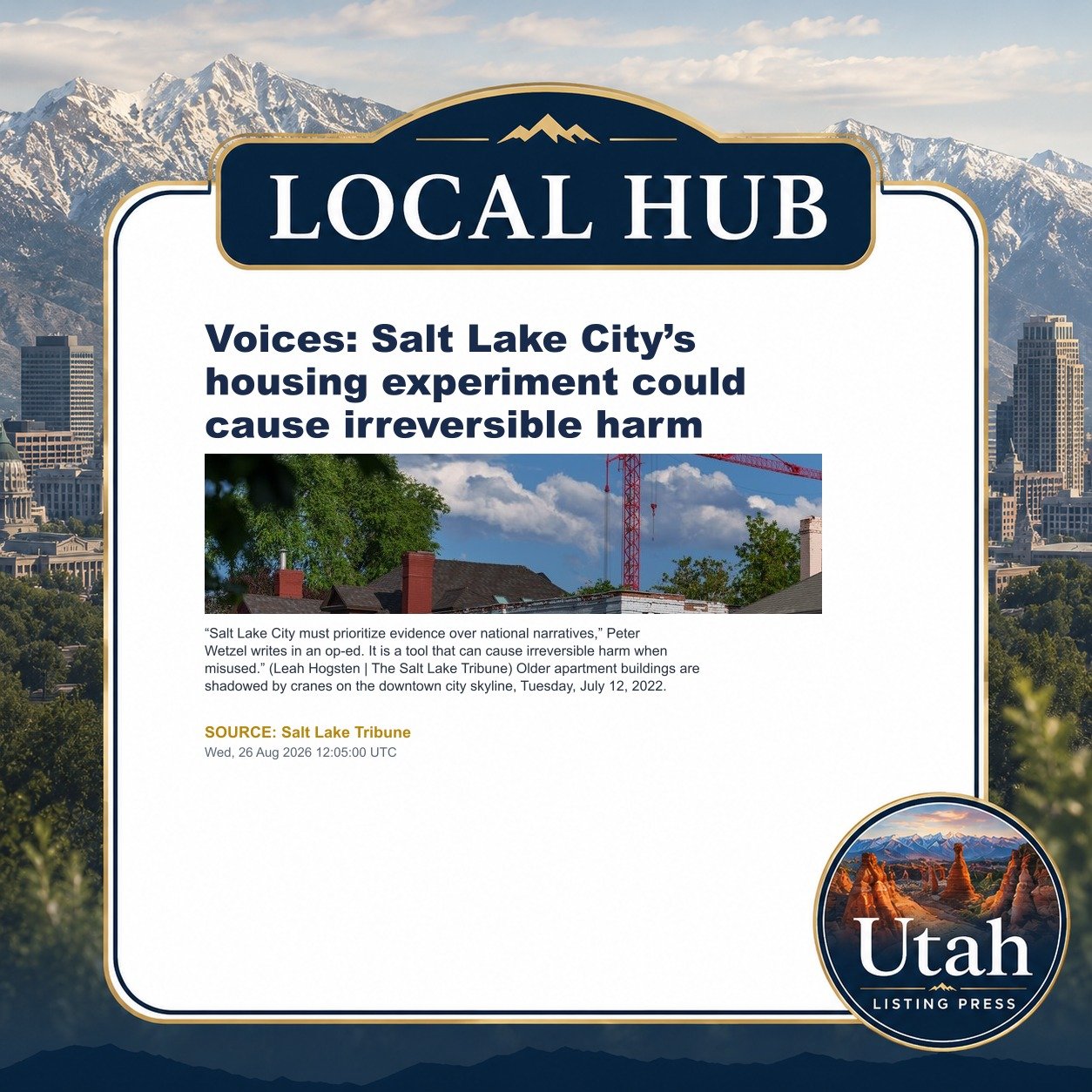 Voices: Salt Lake City’s housing experiment could cause irreversible harm