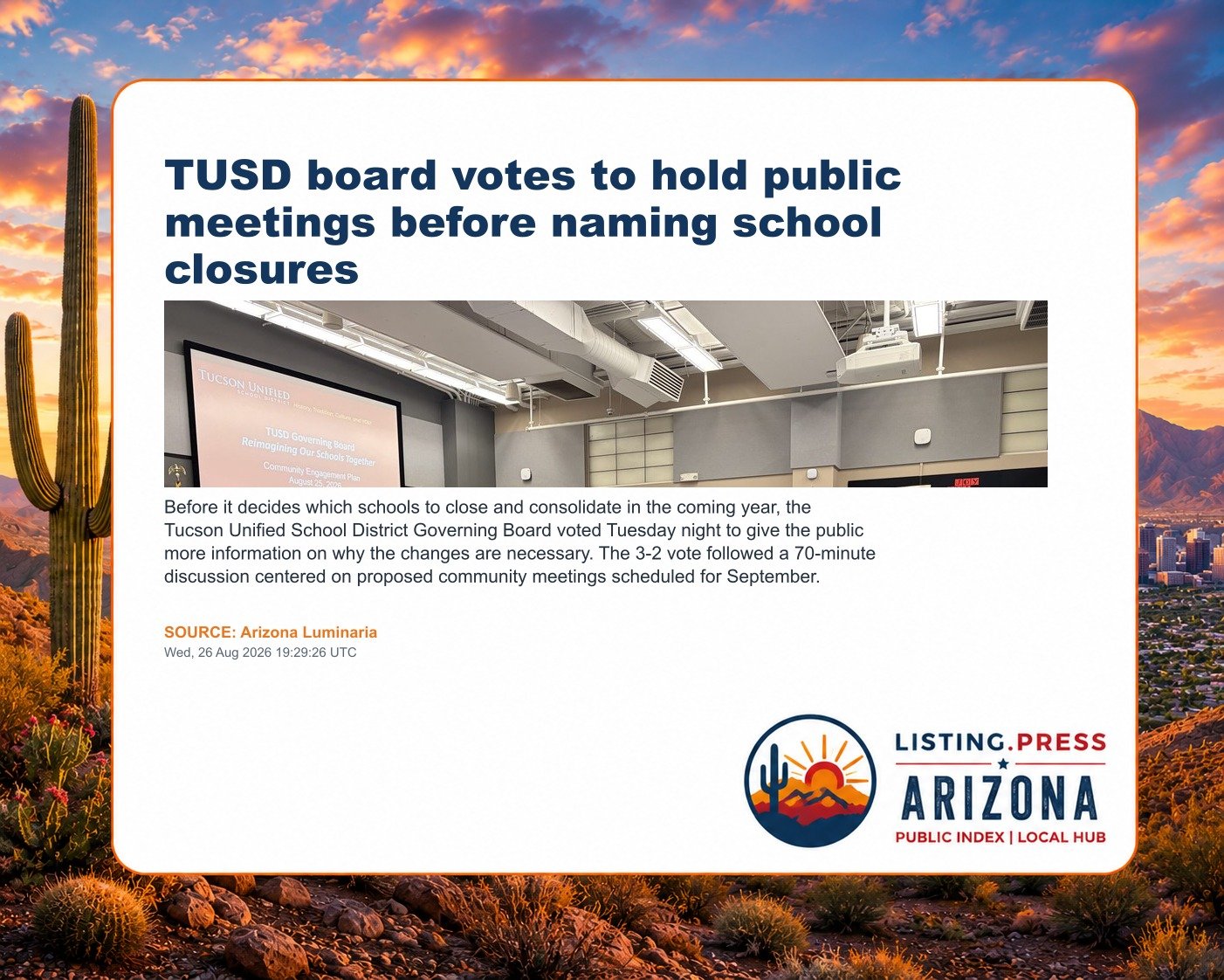 TUSD board votes to hold public meetings before naming school closures
