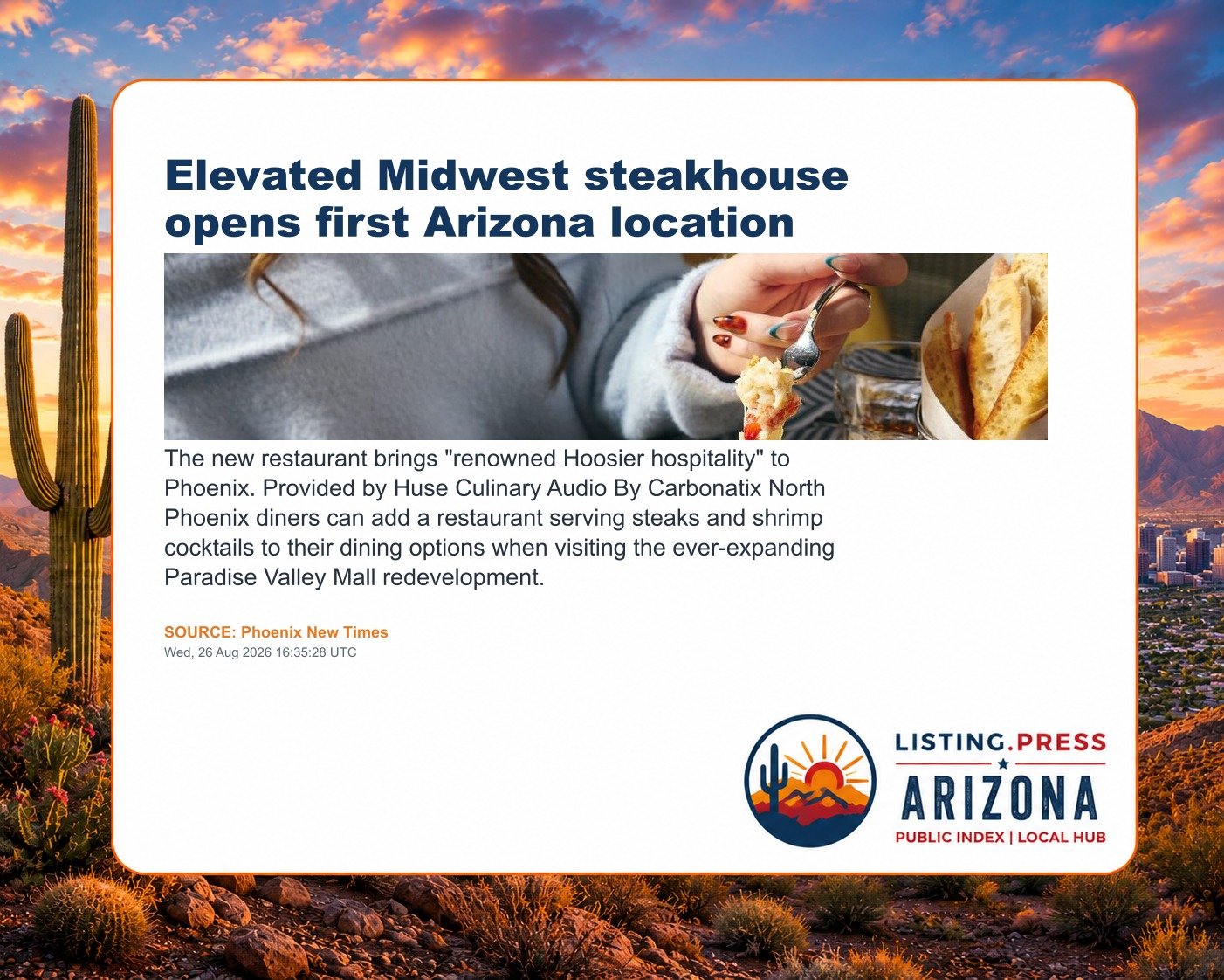 Elevated Midwest steakhouse opens first Arizona location