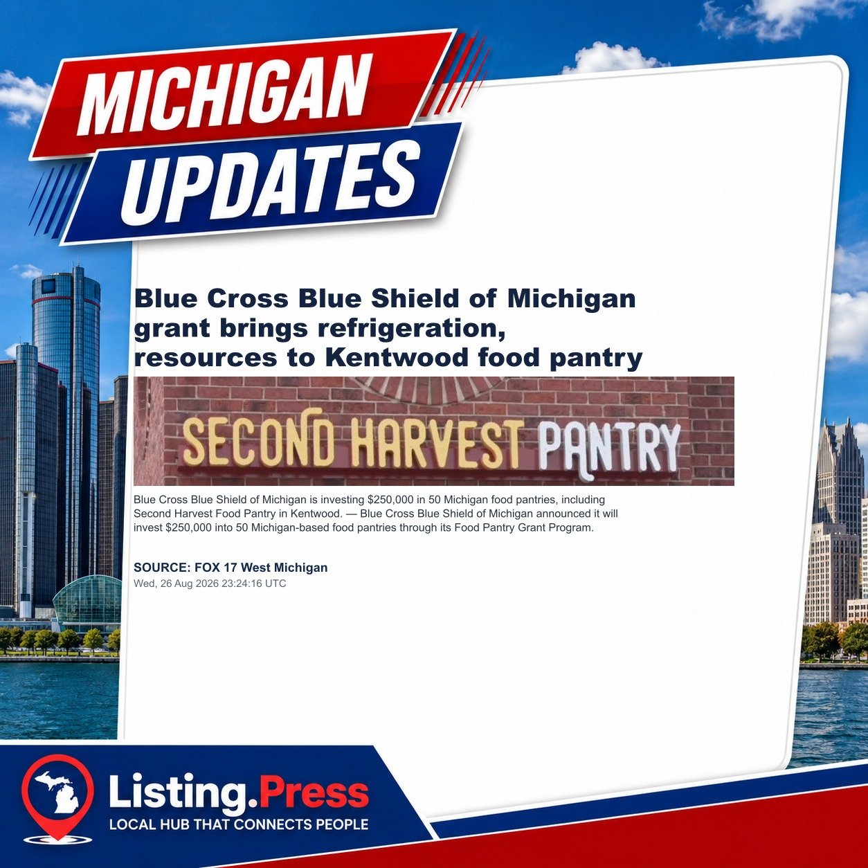 Blue Cross Blue Shield of Michigan grant brings refrigeration, resources to Kentwood food pantry