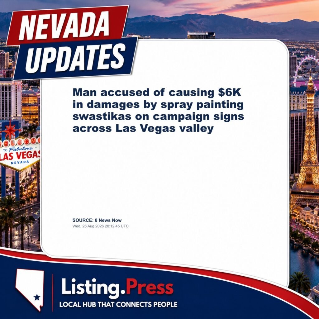 Man accused of causing $6K in damages by spray painting swastikas on campaign signs across Las Vegas valley