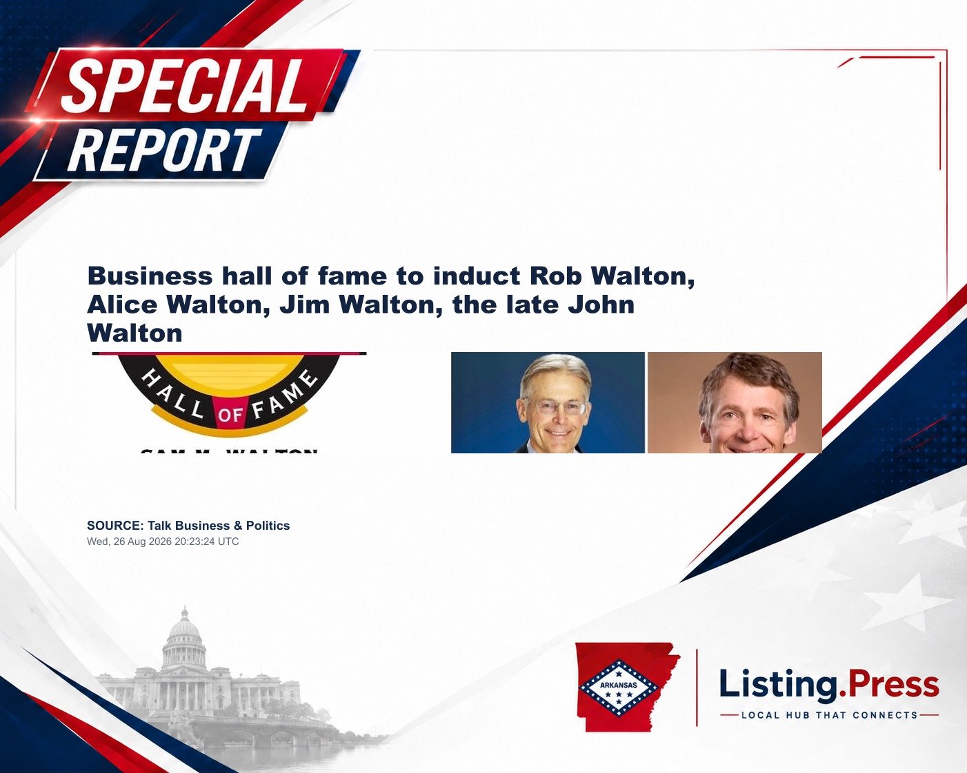 Business hall of fame to induct Rob Walton, Alice Walton, Jim Walton, the late John Walton