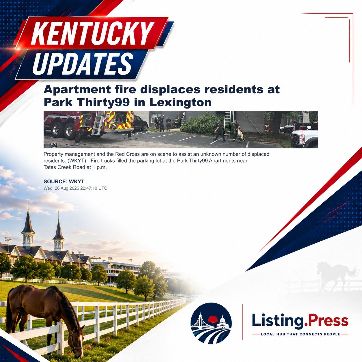 Apartment fire displaces residents at Park Thirty99 in Lexington