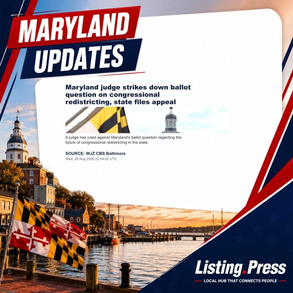 Maryland judge strikes down ballot question on congressional redistricting, state files appeal