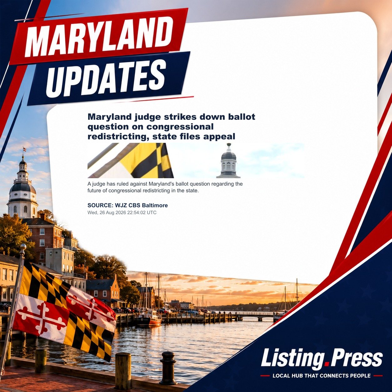 Maryland judge strikes down ballot question on congressional redistricting, state files appeal