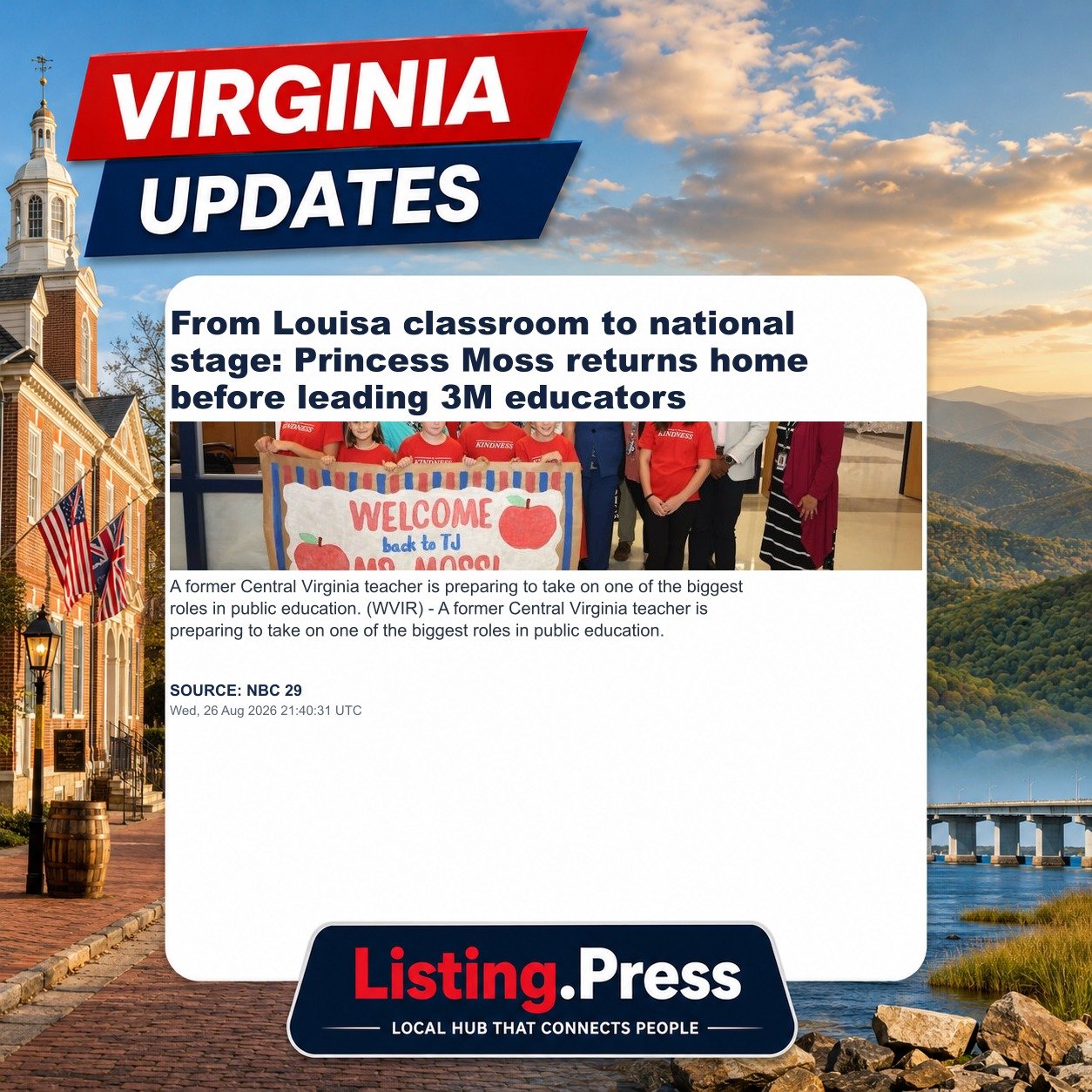 From Louisa classroom to national stage: Princess Moss returns home before leading 3M educators