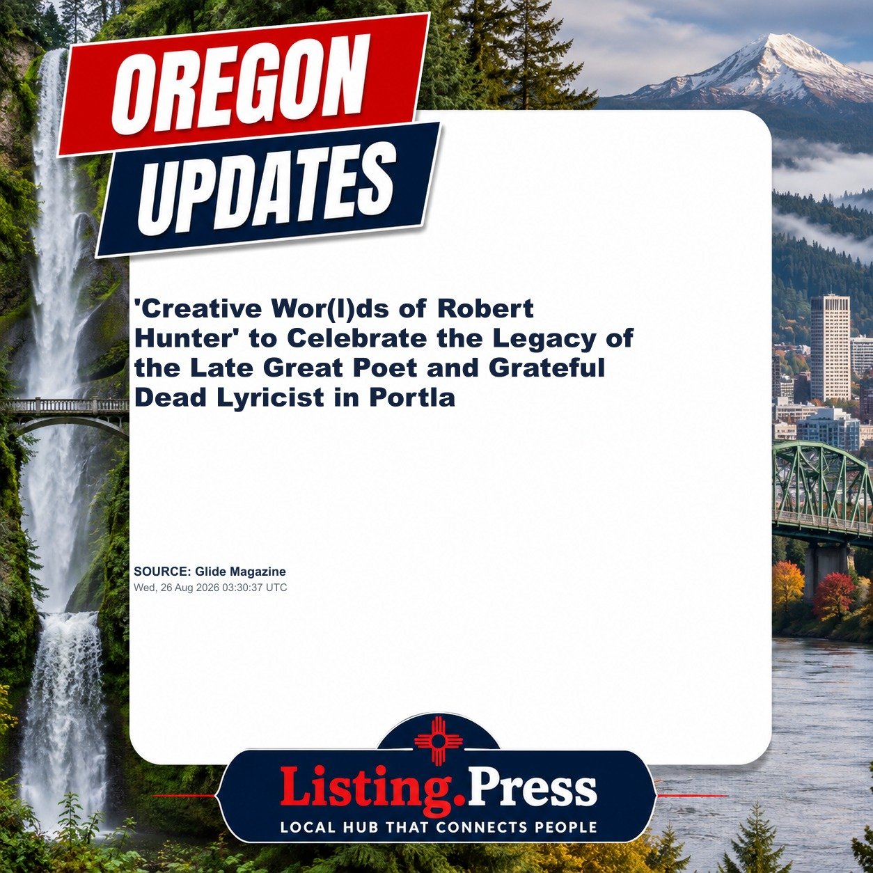 'Creative Wor(l)ds of Robert Hunter' to Celebrate the Legacy of the Late Great Poet and Grateful Dead Lyricist in Portla